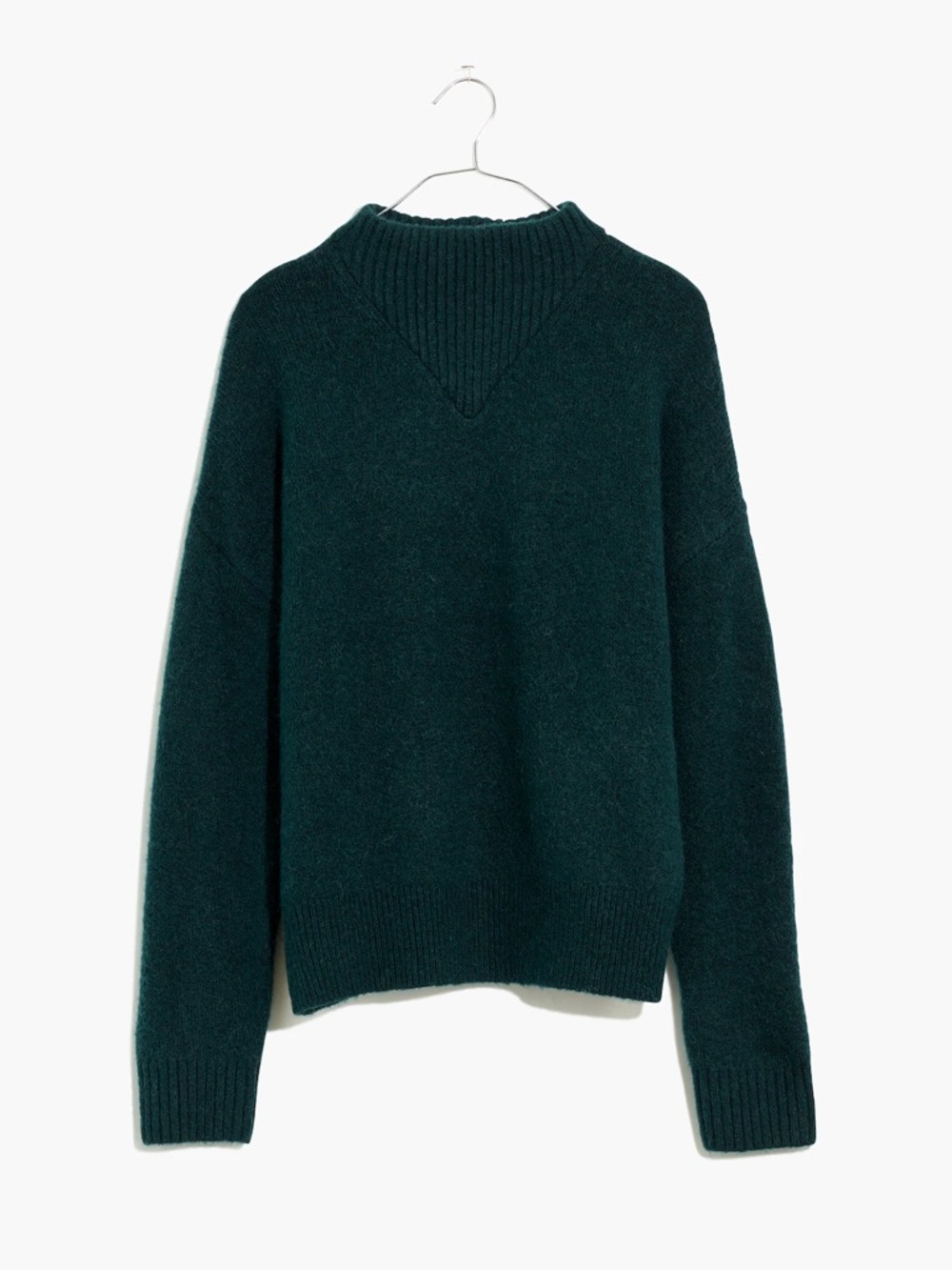 Madewell Deep Teal Turtleneck-Style Wool Sweater